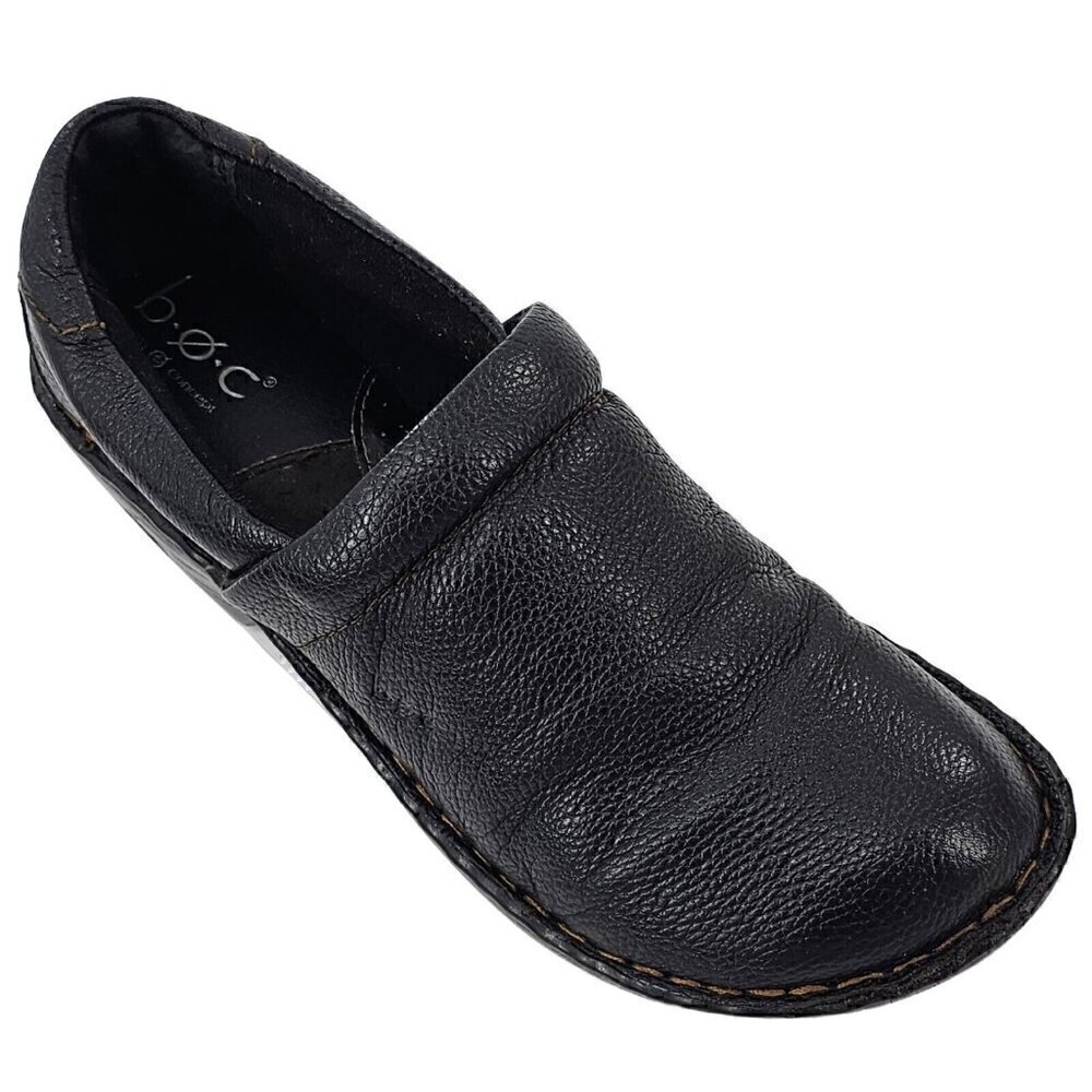 BOC Born Concept Peggy Black Pebbled Leathe rSlip-On Clogs SC3433 Shoes Size 8M
